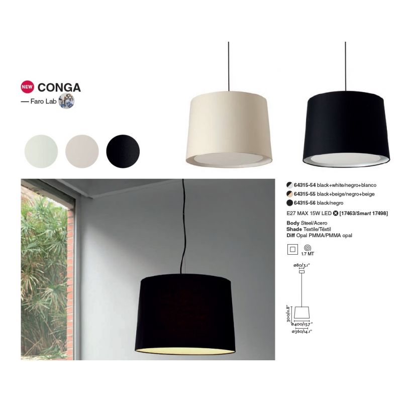 Lustra pendul moderna design elegant CONGA simple negru/alb