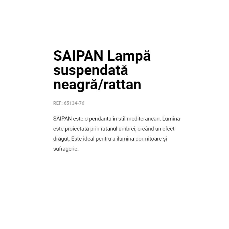 Lustra / Pendul suspendat design natural din ratan SAIPAN 22,5cm