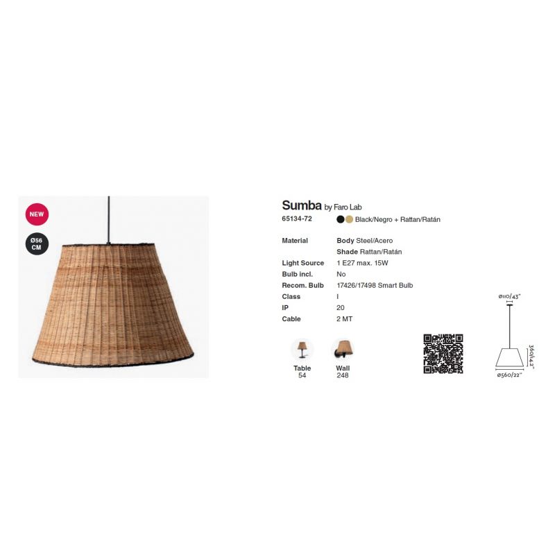 Lustra / Pendul suspendat design natural din ratan SUMBA 56cm