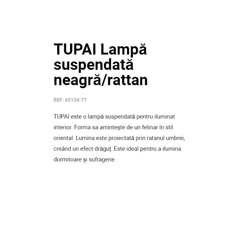 Lustra / Pendul suspendat design natural din ratan TUPAI 30cm