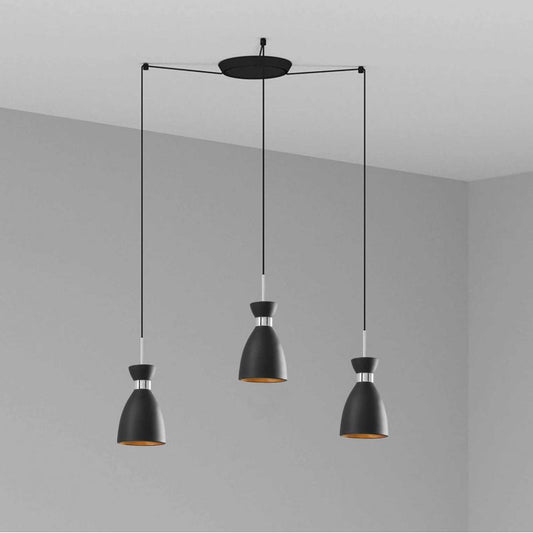 Lustra suspendata cu 3 pendule RETRO negru/cupru