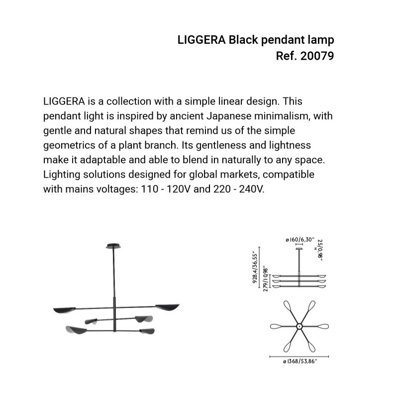 Lustra suspendata cu 6 surse de lumina LIGGERA