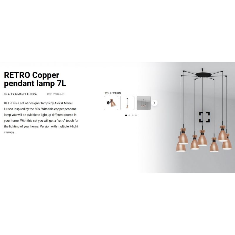 Lustra suspendata cu 7 pendule RETRO cupru