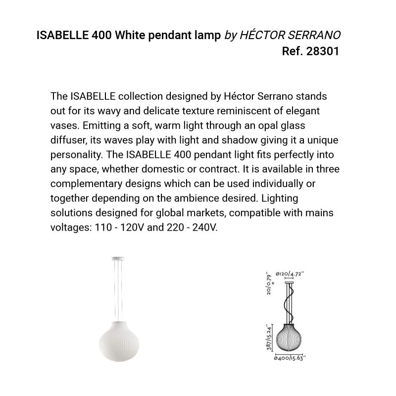 Lustra suspendata cu abajur din sticla eleganta ISABELLE 400