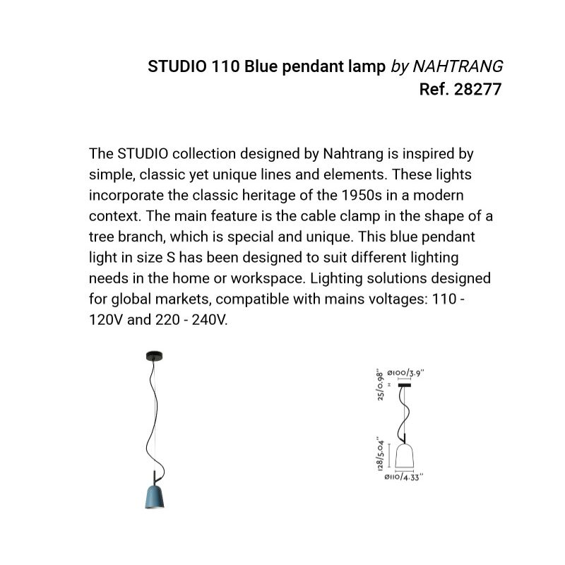 Lustra suspendata design modern Studio 110 albastru