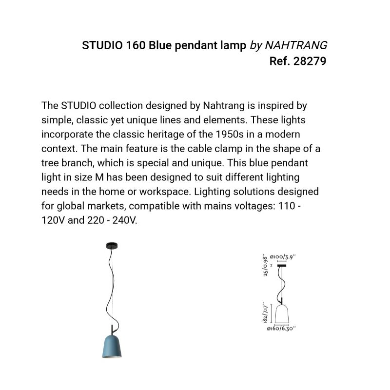 Lustra suspendata design modern Studio 160 albastru