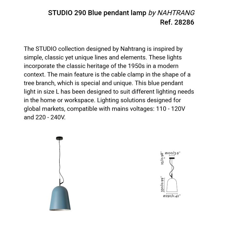 Lustra suspendata design modern Studio 290 albastru