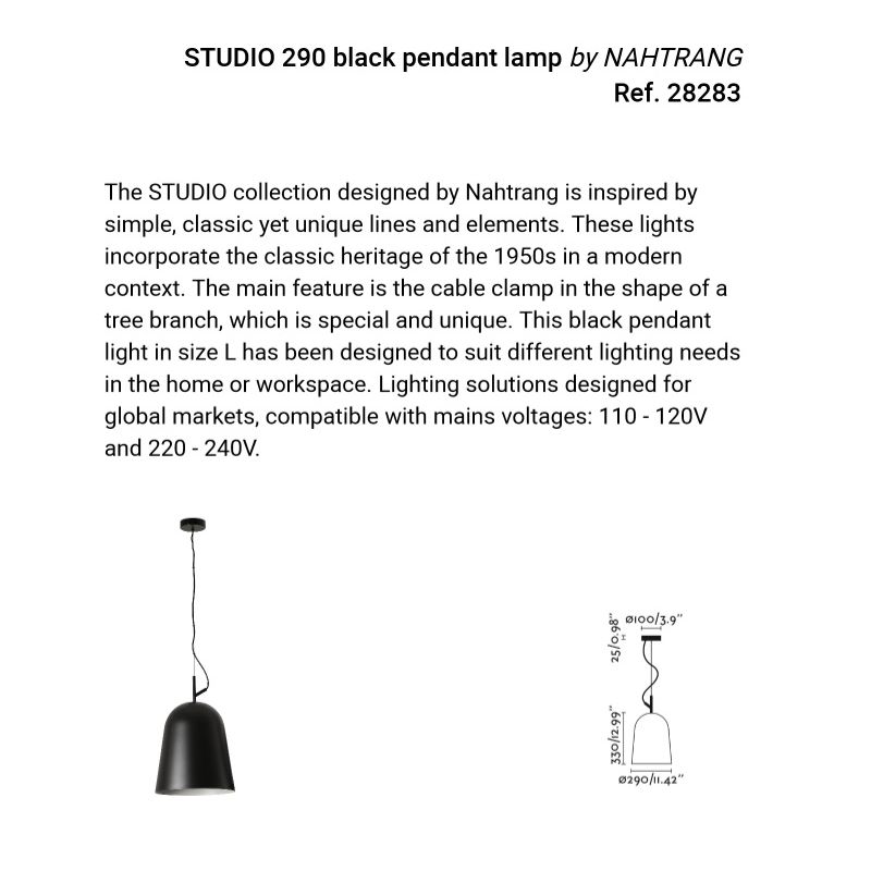 Lustra suspendata design modern Studio 290 negru
