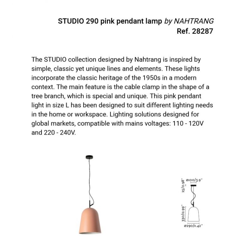 Lustra suspendata design modern Studio 290 roz