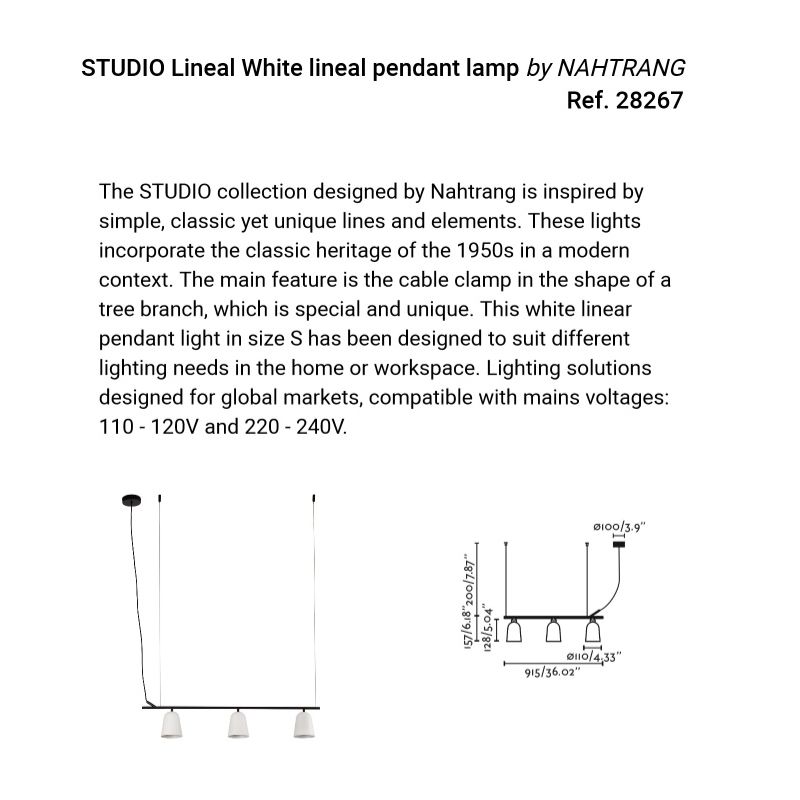 Lustra suspendata design modern Studio alb