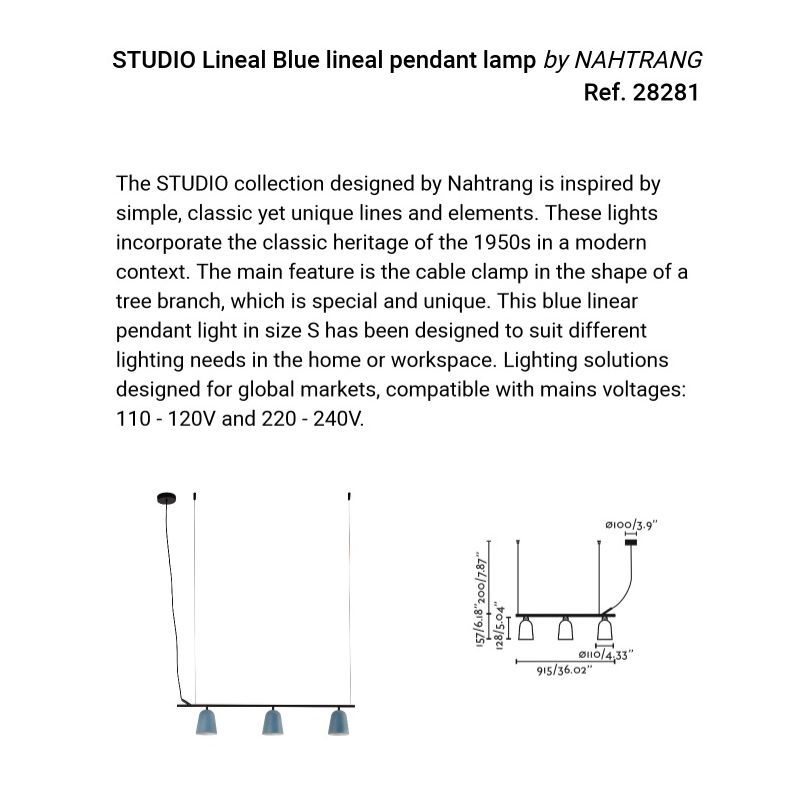 Lustra suspendata design modern Studio albastru