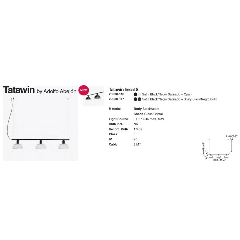 Lustra suspendata design modern TATAWIN negru