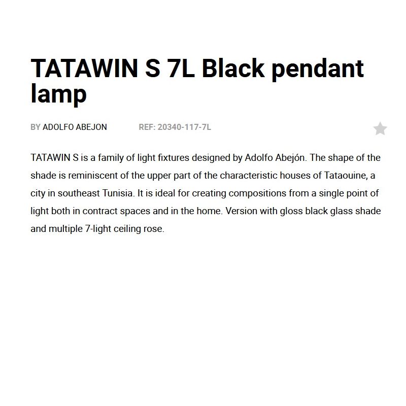 Lustra suspendata design modern TATAWIN S 7L negru