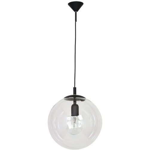 Lustra transparenta/neagra din metal Globus Black Aldex