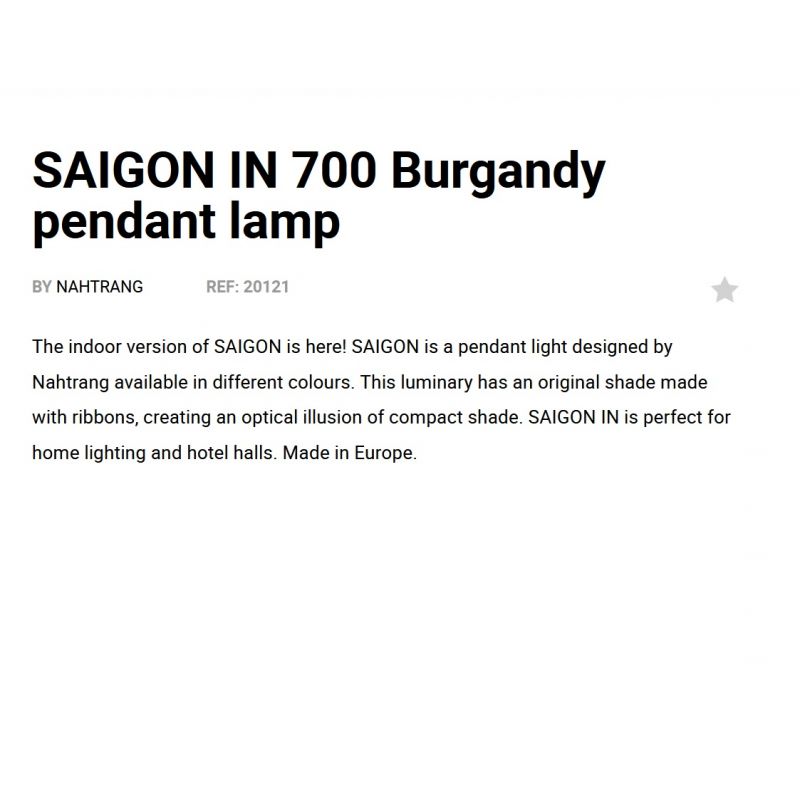 Lustra XXL suspendata design decorativ SAIGON IN ø70cm Burgandy
