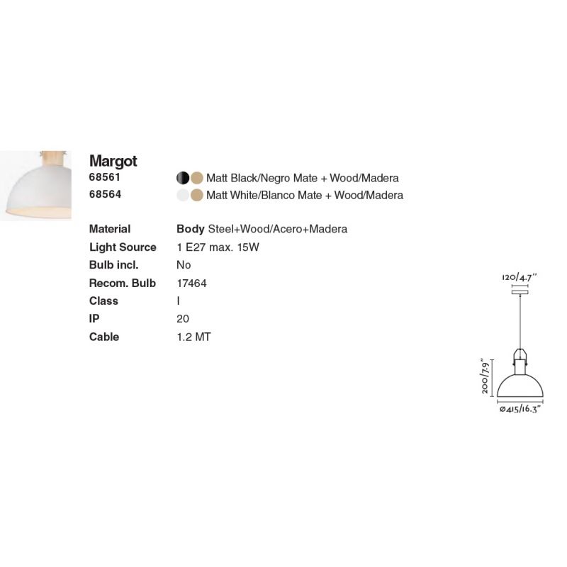 Lustra/Pendul metalic design modern minimalist MARGOT alb