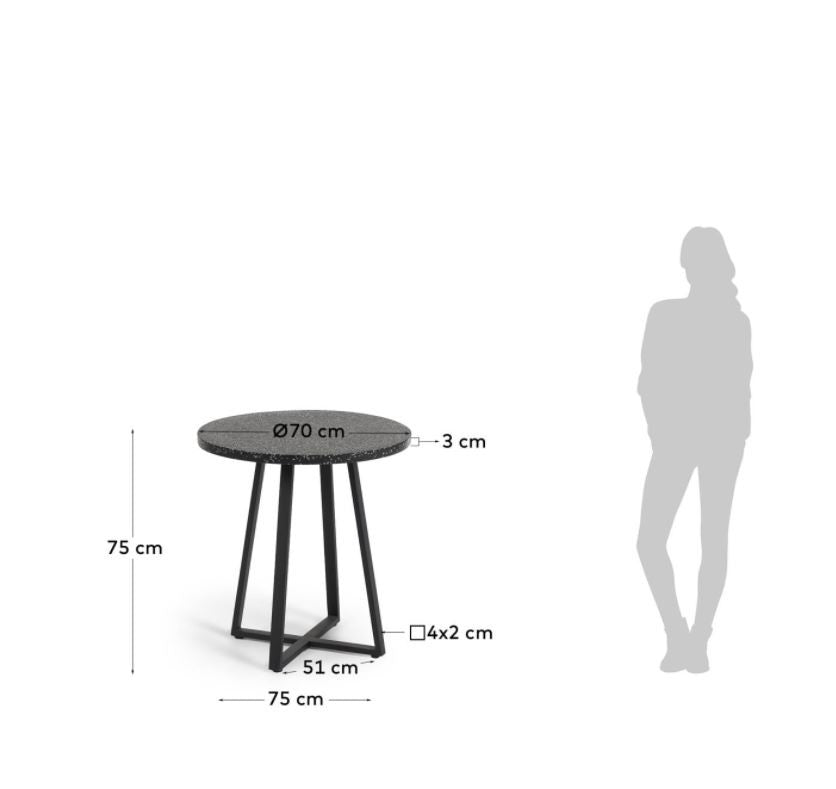Masa bistro neagra din ciment 70 cm Tella Kave Home
