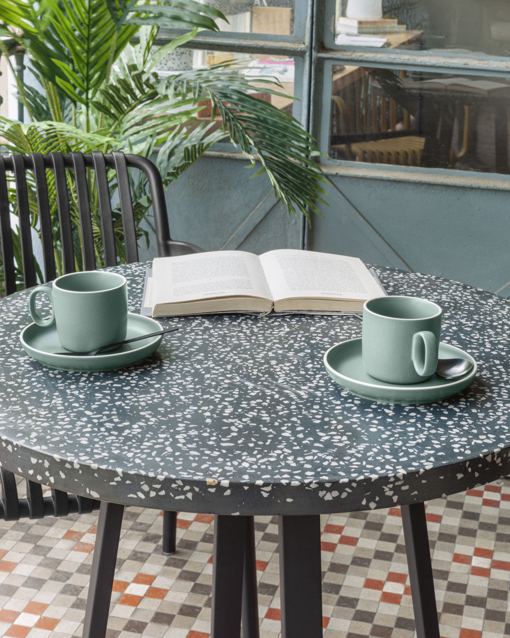 Masa bistro neagra din ciment 70 cm Tella Kave Home