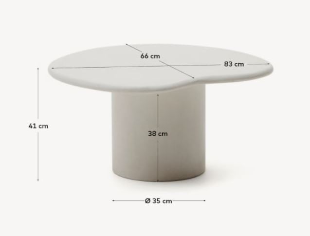 Masa de cafea alba din ciment 77x83 cm Macarella Kave Home