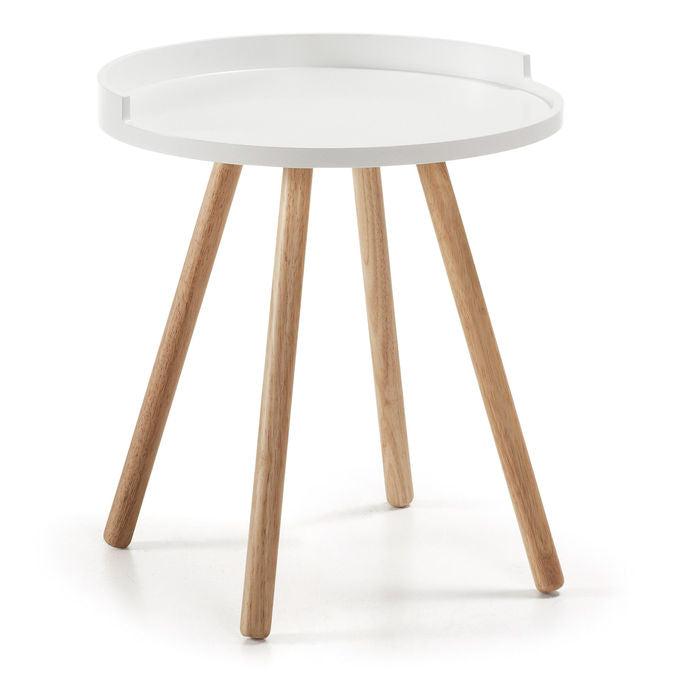 Masa de cafea alba/maro din lemn 46 cm Kurb Kave Home