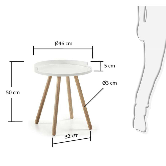 Masa de cafea alba/maro din lemn 46 cm Kurb Kave Home