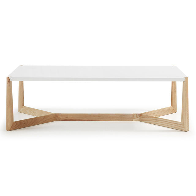Masa de cafea alba/maro din lemn 60x120 cm Quatro Kave Home