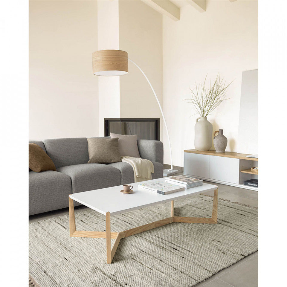 Masa de cafea alba/maro din lemn 60x120 cm Quatro Kave Home