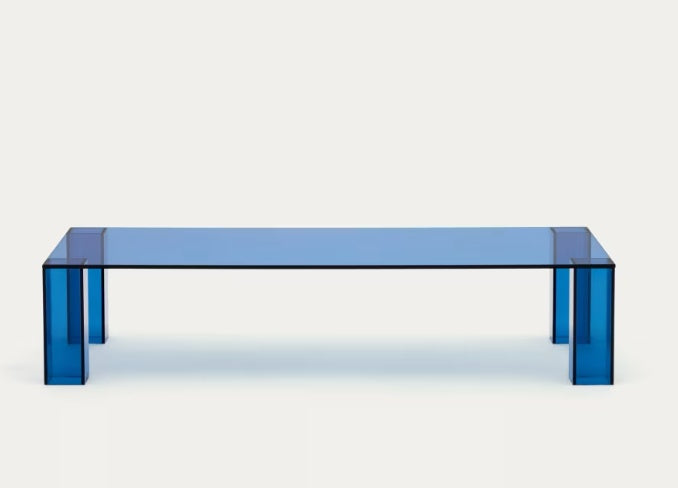 Masa de cafea albastra din sticla 60x140 cm Adularia Kave Home