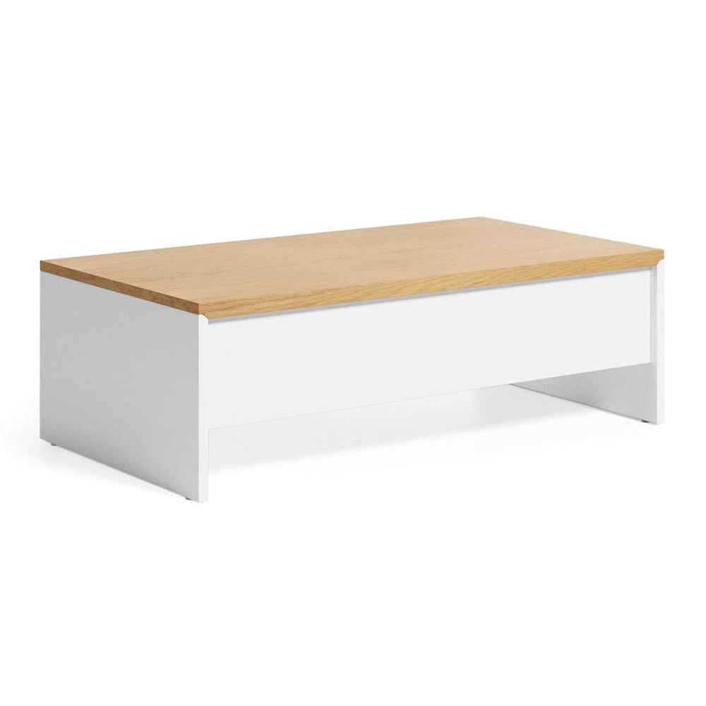 Masa de cafea extensibila alba/maro 60x110 cm Abilen Kave Home