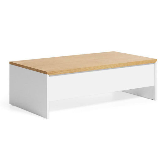 Masa de cafea extensibila alba/maro 60x110 cm Abilen Kave Home