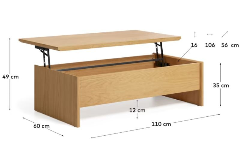 Masa de cafea extensibila maro 60x110 cm Abilen Kave Home