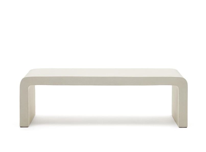 Masa de cafea exterior alba din ciment 65x135 cm Aiguablava Kave Home