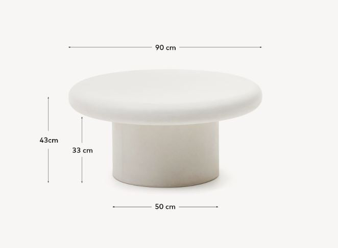 Masa de cafea exterior alba din ciment 66 cm Addaia Kave Home