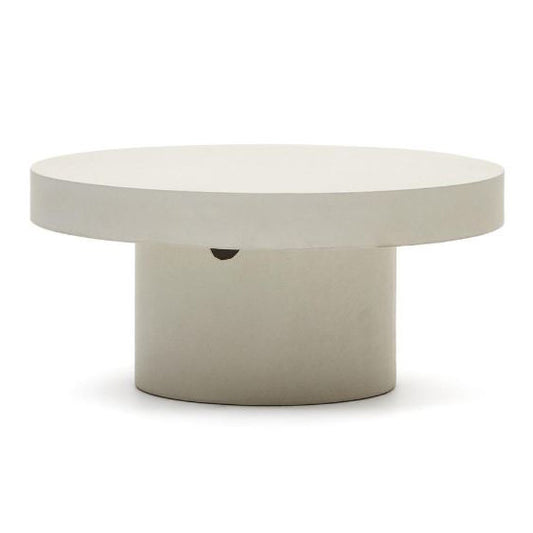 Masa de cafea exterior alba din ciment 90 cm Aiguablava Kave Home