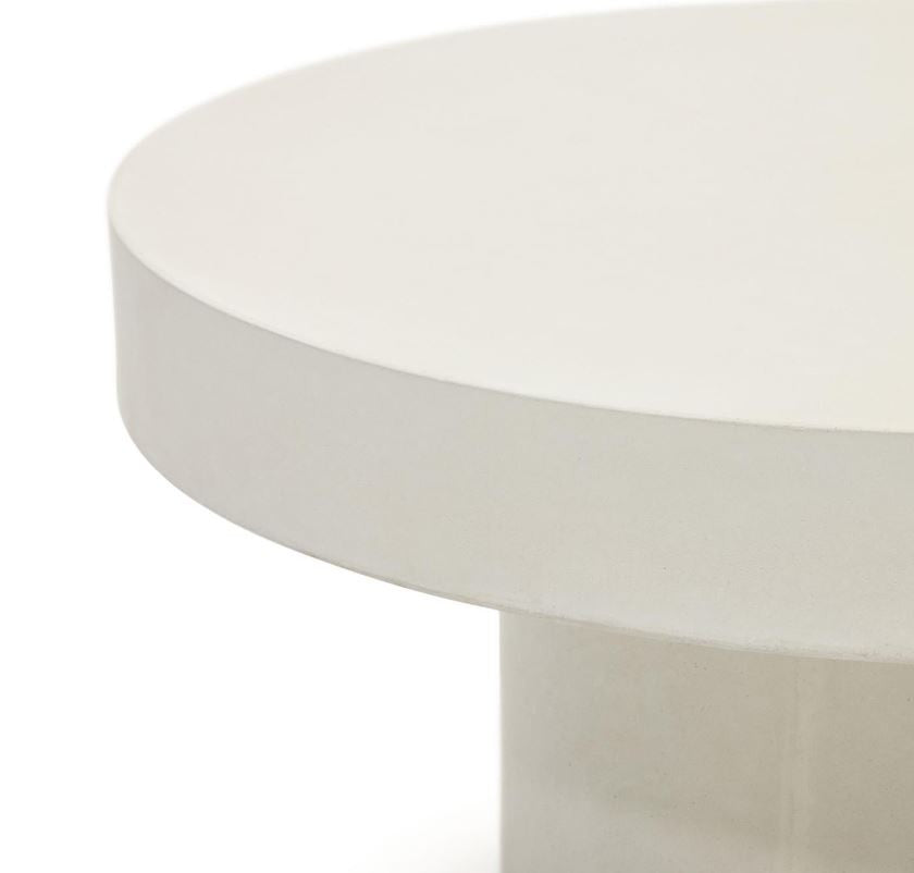 Masa de cafea exterior alba din ciment 90 cm Aiguablava Kave Home
