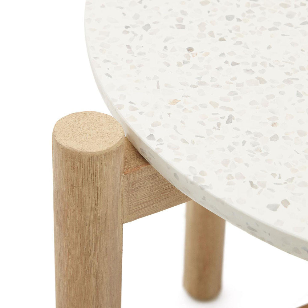 Masa de cafea exterior alba/maro din ciment 45 cm Pola Kave Home