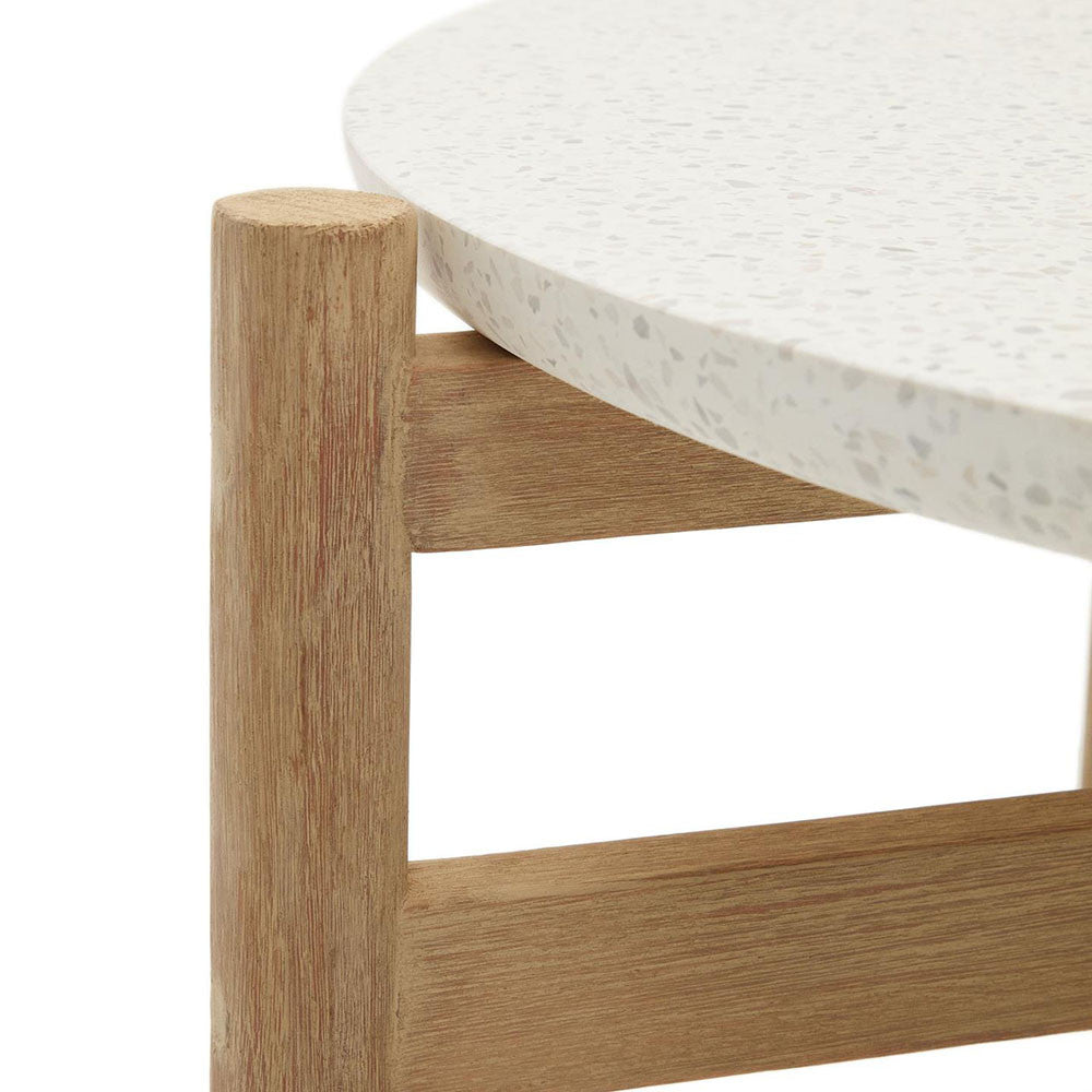 Masa de cafea exterior alba/maro din ciment 80 cm Pola Kave Home