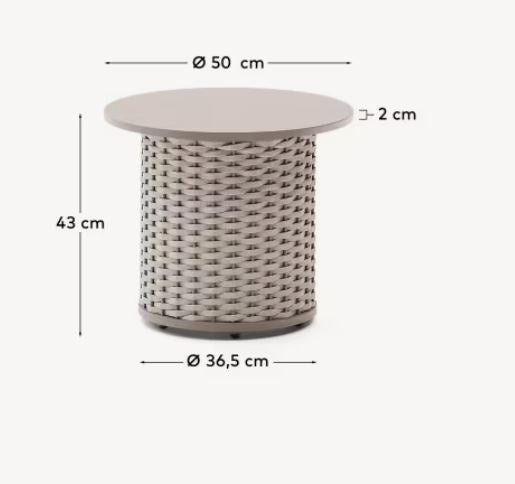Masa de cafea exterior grej din metal 50 cm Sedalis Kave Home