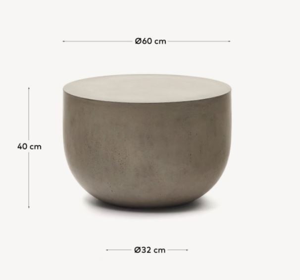 Masa de cafea exterior gri din ciment 60 cm Garbet Kave Home