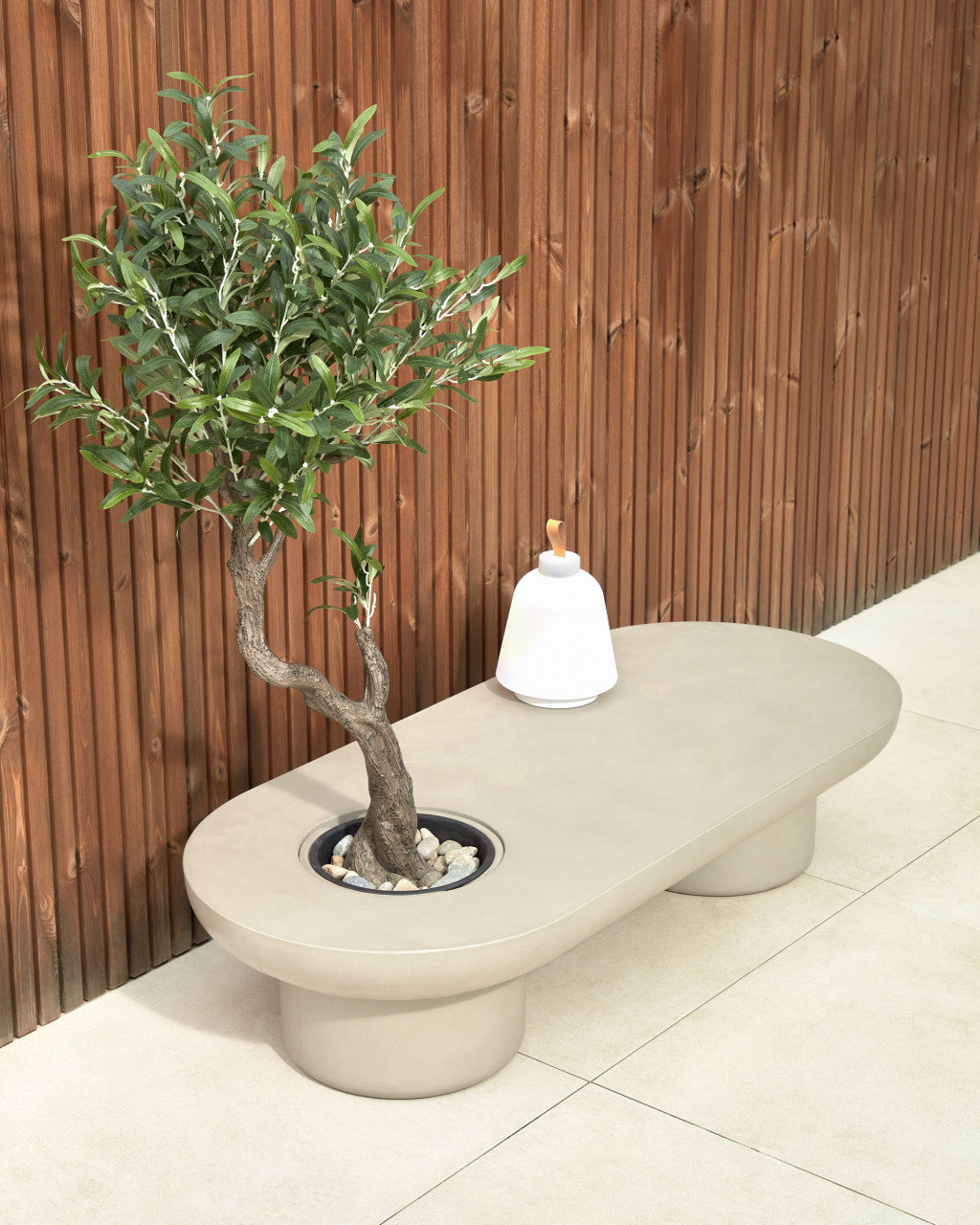 Masa de cafea exterior gri din ciment 60x140 cm Taimi Kave Home