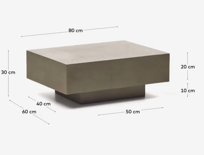 Masa de cafea exterior gri din ciment 60x80 cm Rustella Kave Home