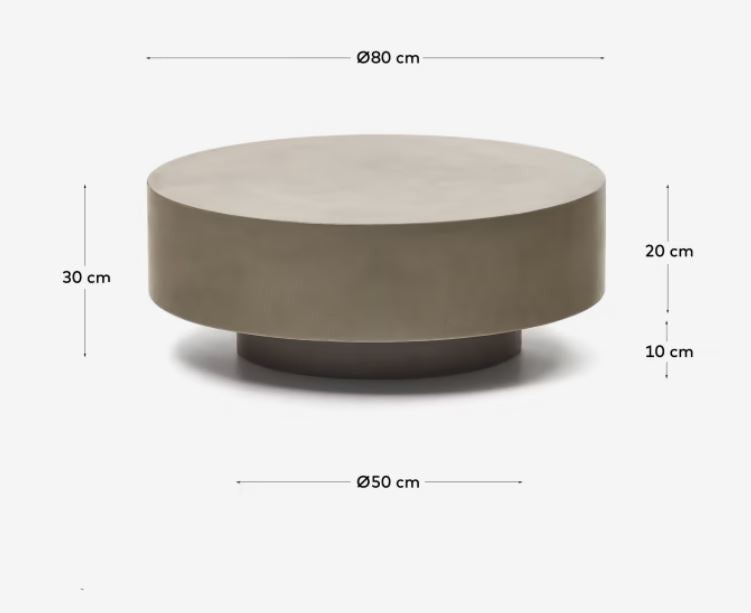 Masa de cafea exterior gri din ciment 80 cm Garbet Kave Home