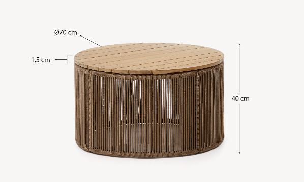 Masa de cafea exterior maro/bej din lemn 70 cm Dandara Kave Home