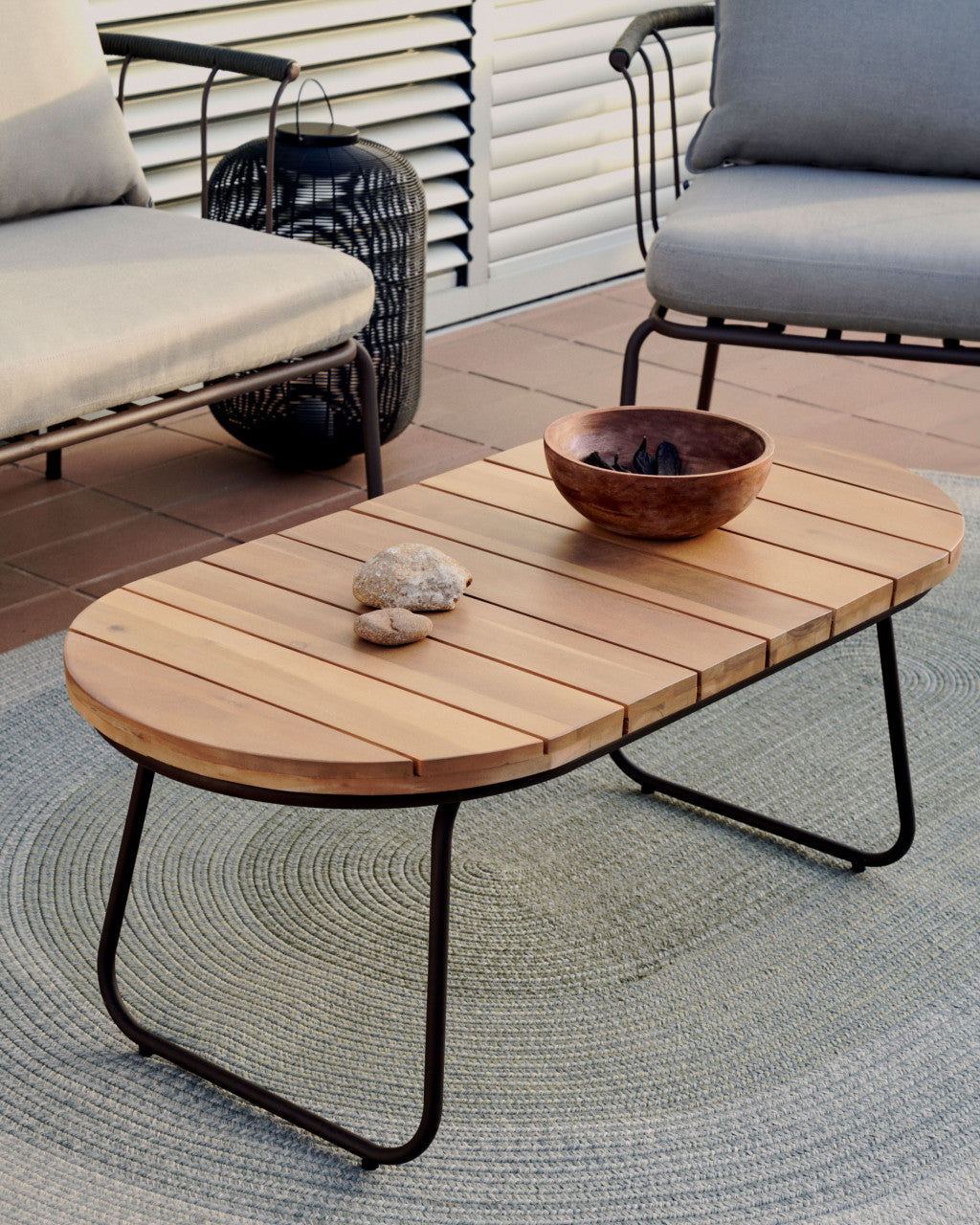 Masa de cafea exterior maro din lemn 50x100 cm Salguer Kave Home