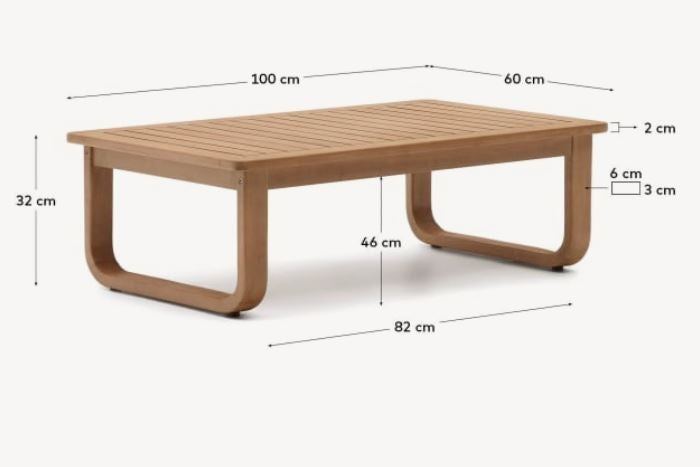 Masa de cafea exterior maro din lemn 60x100 cm Sacaleta Kave Home