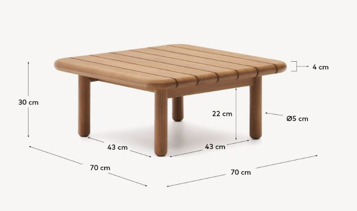 Masa de cafea exterior maro din lemn 70x70 cm Turqueta Kave Home