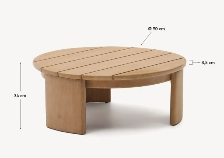 Masa de cafea exterior maro din lemn 90 cm Xoriguer Kave Home