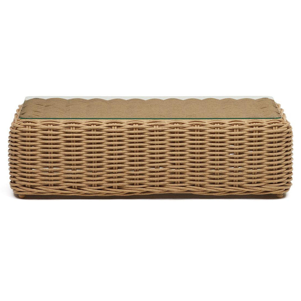 Masa de cafea exterior maro din ratan 62x112 cm Portlligat Kave Home