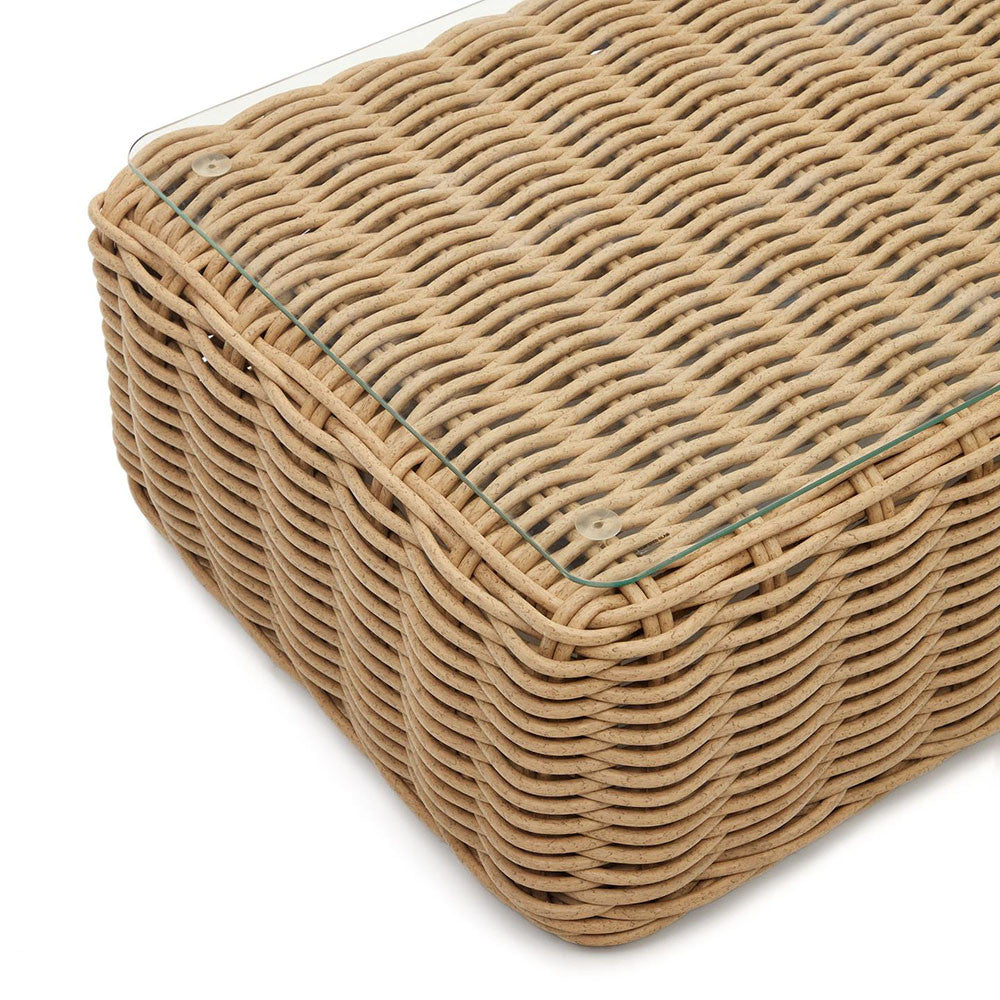 Masa de cafea exterior maro din ratan 62x112 cm Portlligat Kave Home