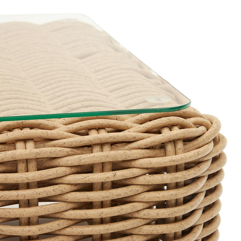 Masa de cafea exterior maro din ratan 62x112 cm Portlligat Kave Home